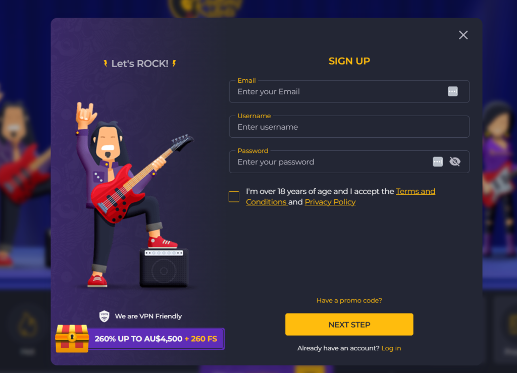Rolling Slots Casino sign-up